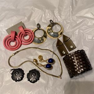 Jewelry bundle. Vintage earrings bracelet and CZ necklace